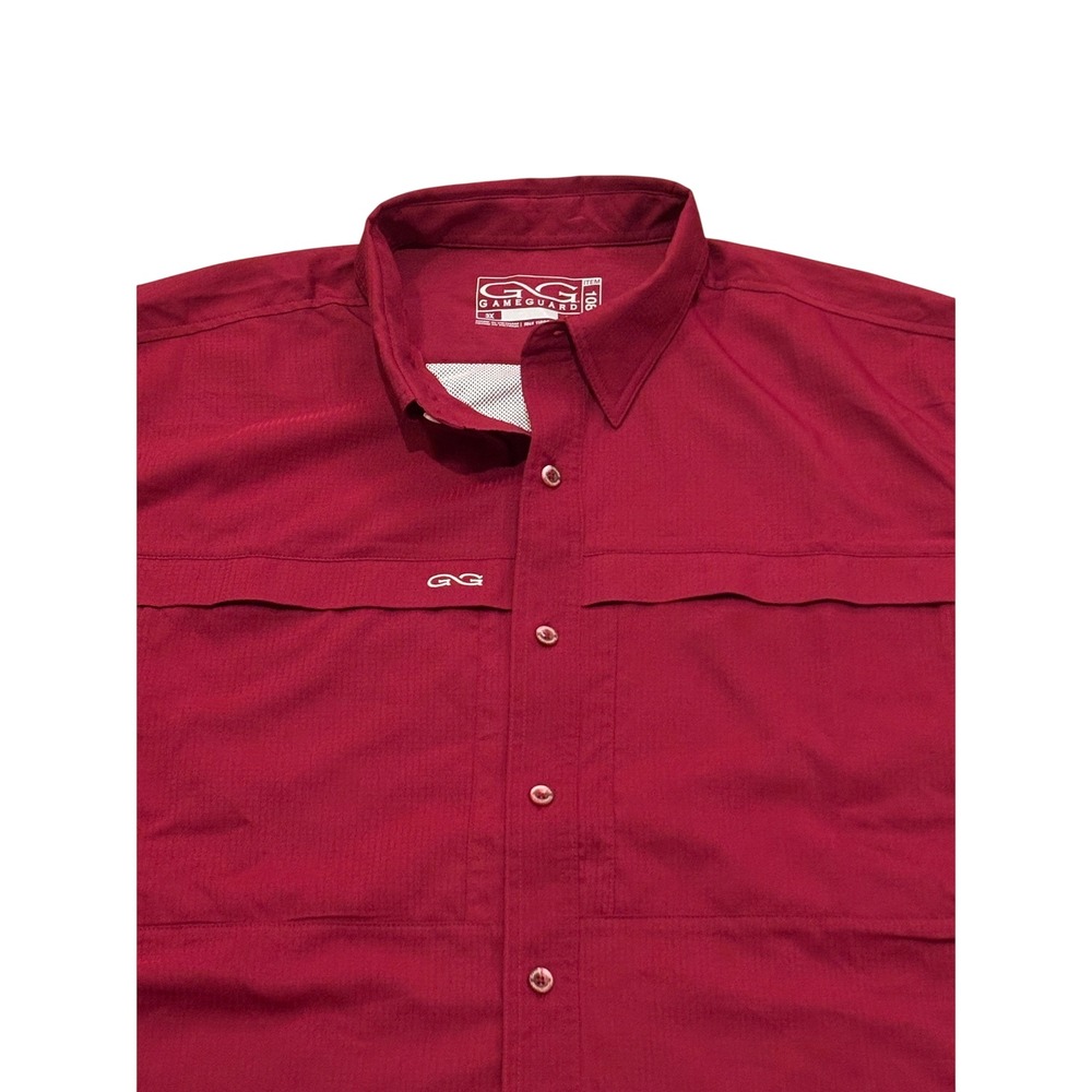 NWT GameGuard Mens Short Sleeve Vented Fishing Shirt Red Size 3XL